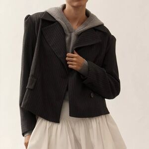 MAEVE 80S BOXY BLAZER JACKET GREY - 1X